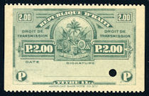 Image of a Droit de Transmission revenue stamp from 1906